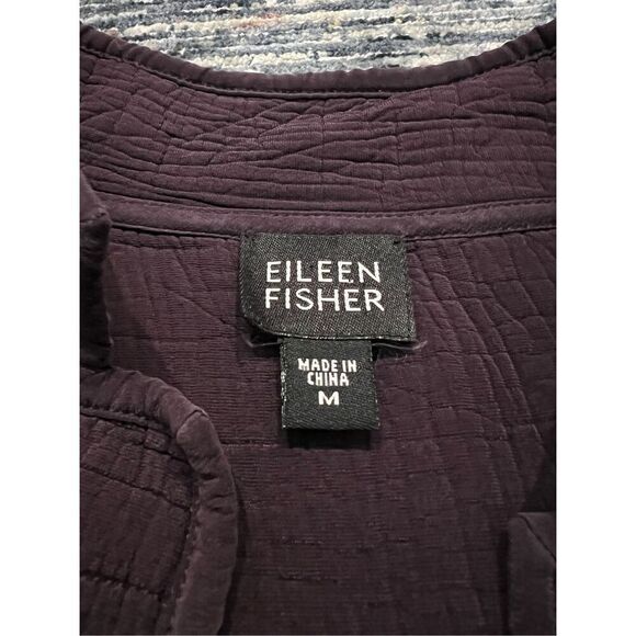 Eileen Fisher Blazer jacket Purple Deep Plum Textured Silk open front size M - Picture 4 of 9